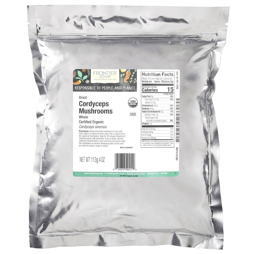 Frontier Co-Op, Organic Natural Dried Cordyceps Mushrooms, 113G(4Oz)