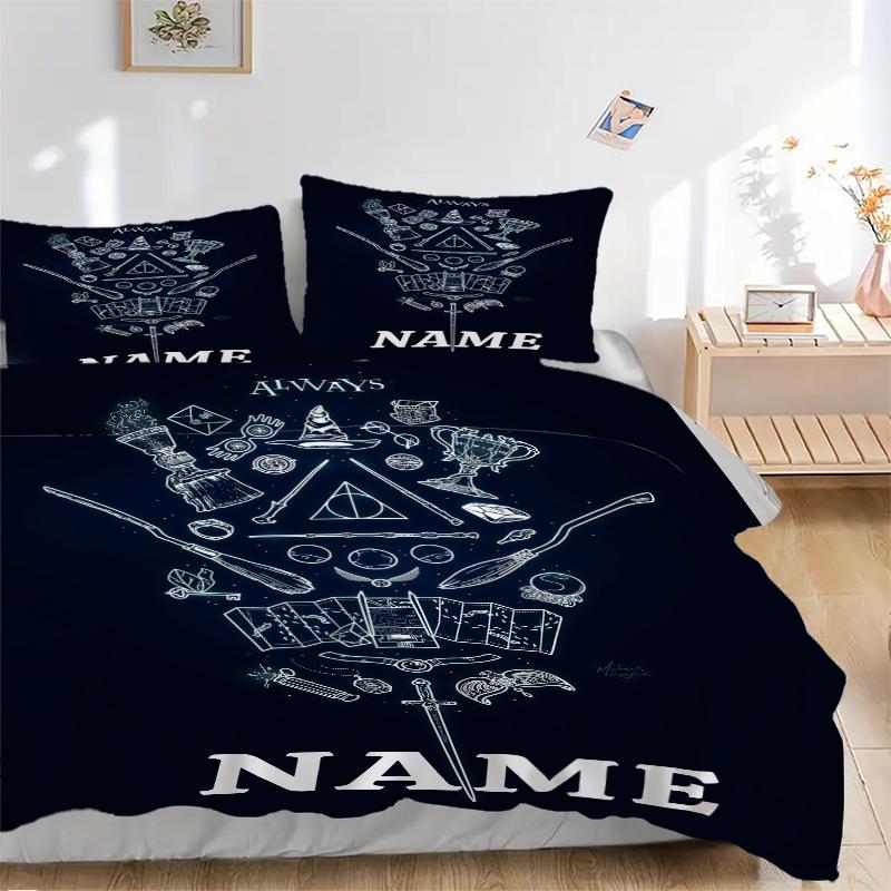 Custom Textile Harry Potter Floral Bedding 3 Piece Set HD Print Duvet Cover Pillowcases for Teens Adult Bedroom Decoration