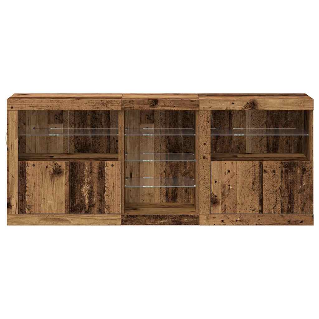 LED Sideboard Reclaimed Wood Look 162 x 37 x 67 cm Engineered Wood