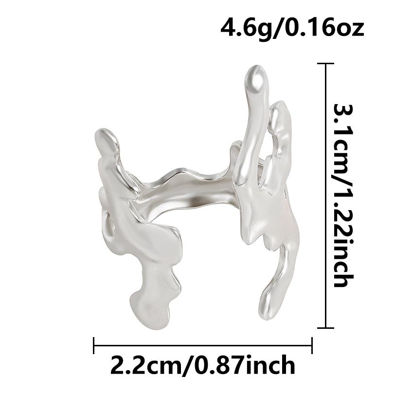1Pc Stainless Steel Waterproof Women Personality Textured Chunky Open Rings Vintage Hollow Irregular Multi-layer Anillos Jewelry