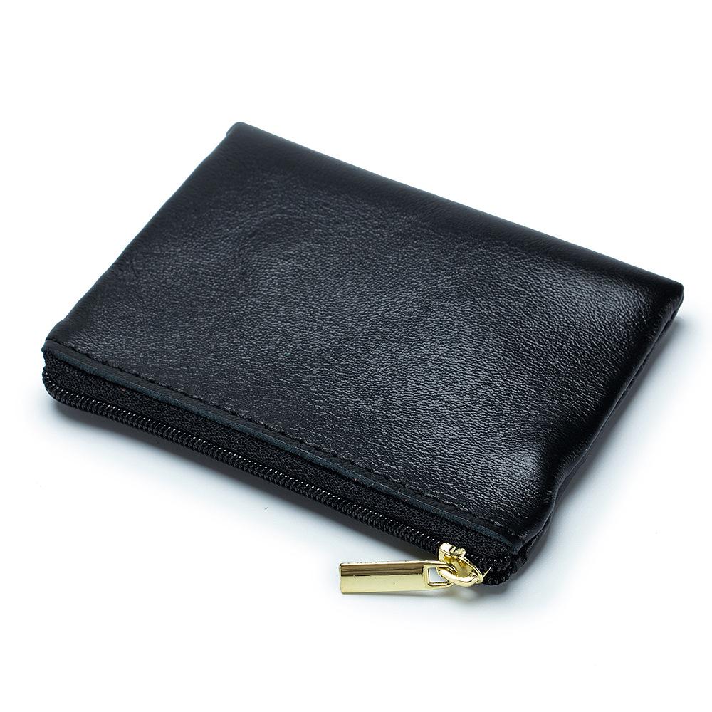

Slim change bag men s, simple soft cowhide mini key bag women s zipper coin small wallet чёрный