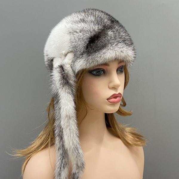 

Зимние женские шапки Понтайл Натуральный мех норки Роскошные шапки-бини Женская стильная шапка Ветрозащитная Снежная одежда для улицы Шапка из норки крест One Size