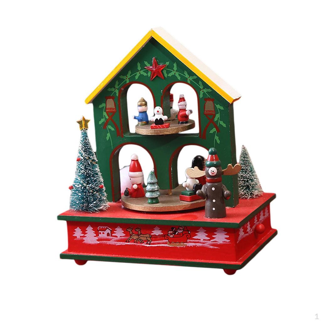 Christmas Music Box Table Centerpiece ,Rotatable Sculpture Tabletop Ornament Home