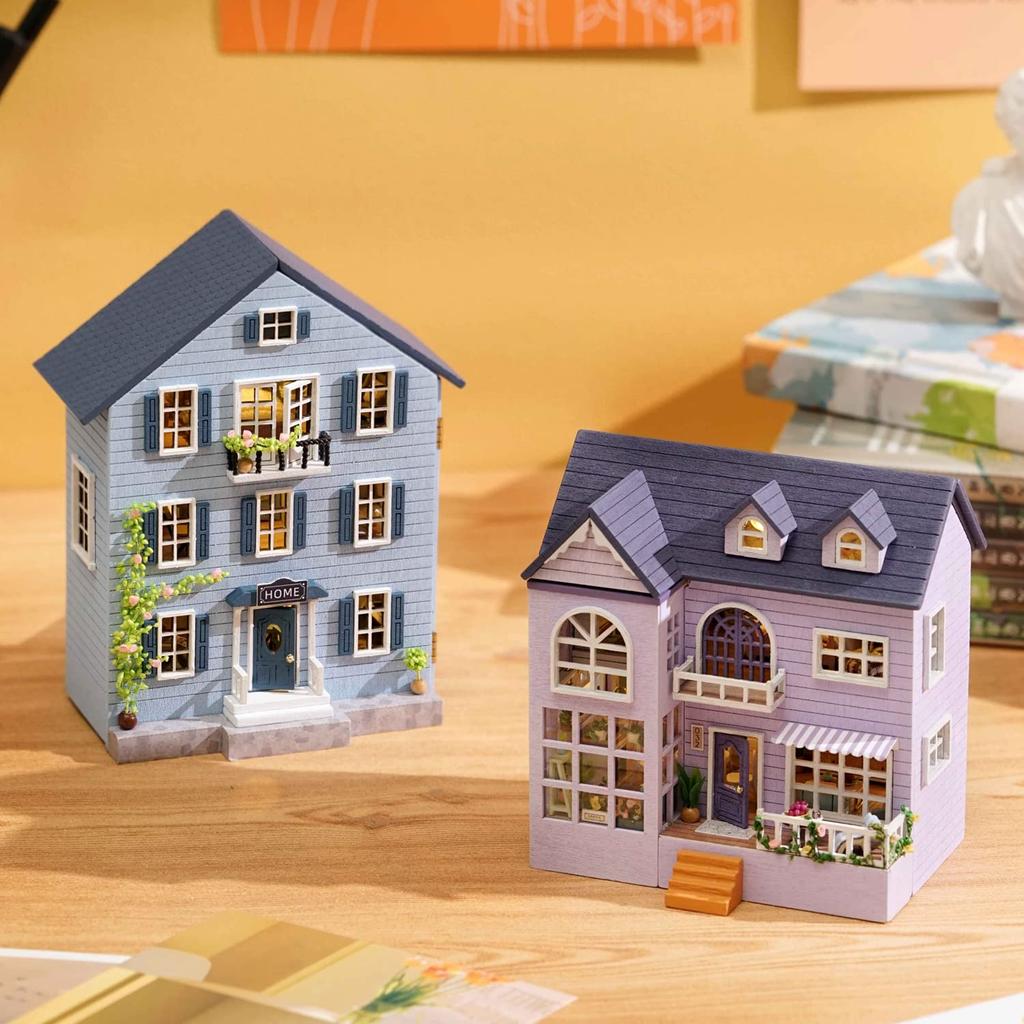 CUTEROOM Wooden Dollhouse Kit, DIY Miniature House, Easy To Assemble, Handmade Kit for Kids with LED Lights (D032)