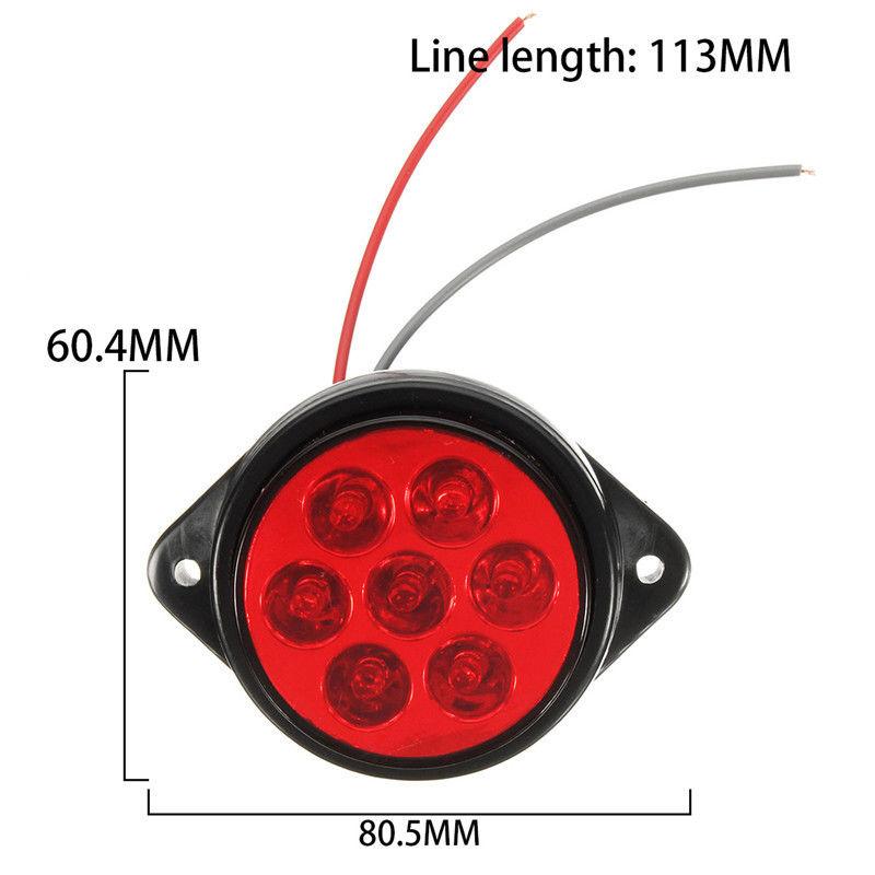 Red 7 LED Round Side Marker Indicator Clearance Light Car Truck Trailer