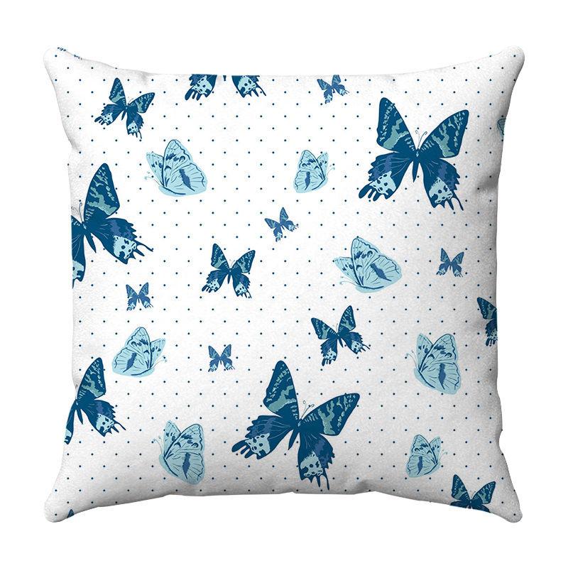 Seamless Watercolor Butterfly Digital Printing Short Plush Pillow Covers for Car Sofa Office Cushion Cover Home Goods 60x60cm