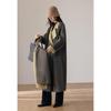 VICTORIA&VERA Women's Colorblock Long Wool Coat