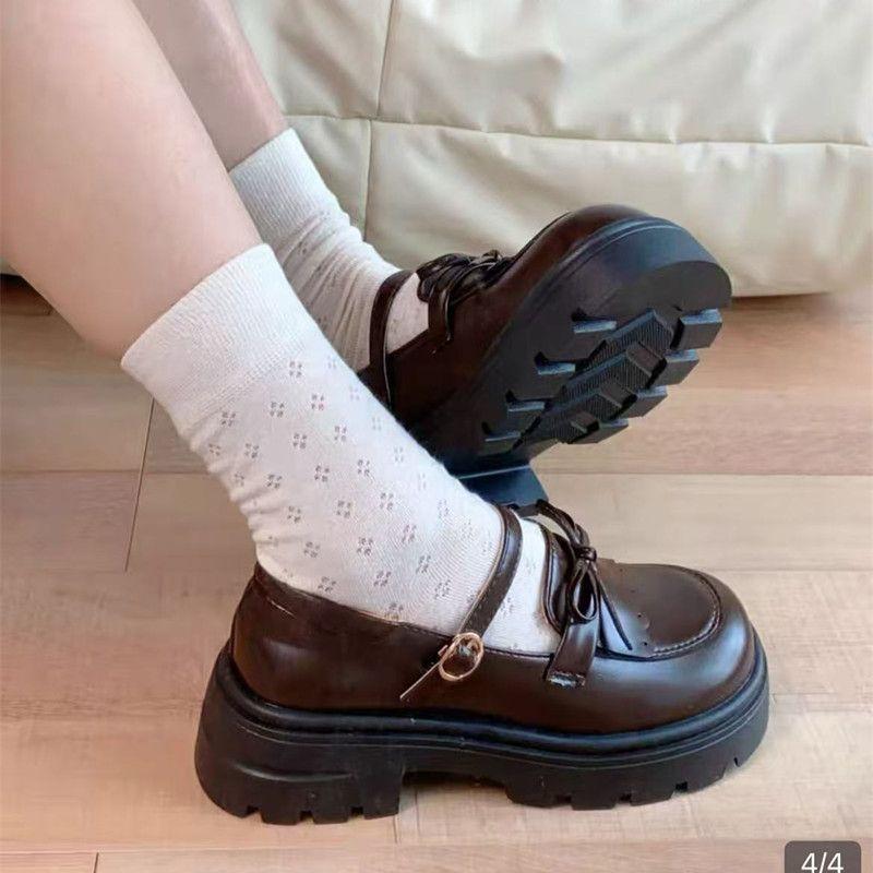 Japanese college style Mary Jane single shoes, autumn and winter 2025 new thick-soled thick-heeled bow JK small leather shoes women