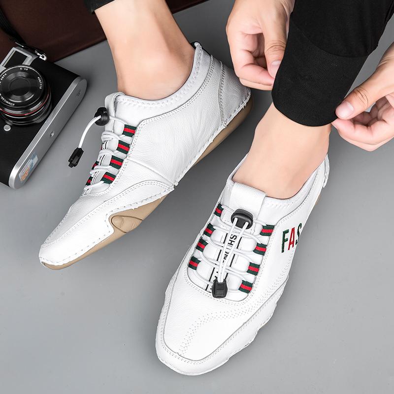 Modne męskie mokasyny w stylu brytyjskim Duże męskie buty na co dzień Ręcznie robione skórzane buty