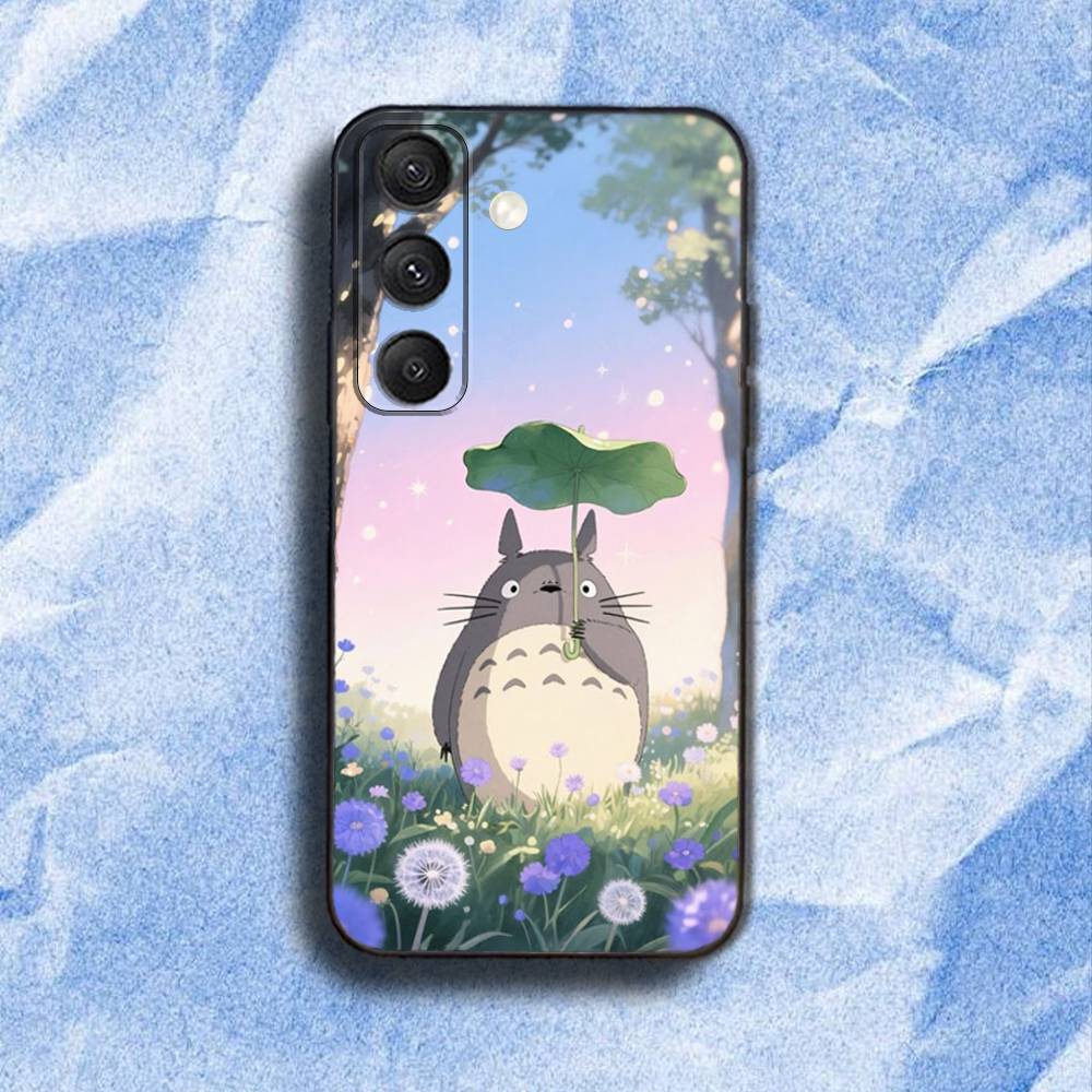 T-Totoro C-Cute Anime Phone Case For Samsung S 25,24,23,22,30,21,10,9,Ultra,Plus,Lite,FE,4,5G Black Soft Case