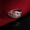 925 Silver high quality For women lady wedding inlaid stone crystal flower ring fashion jewelry