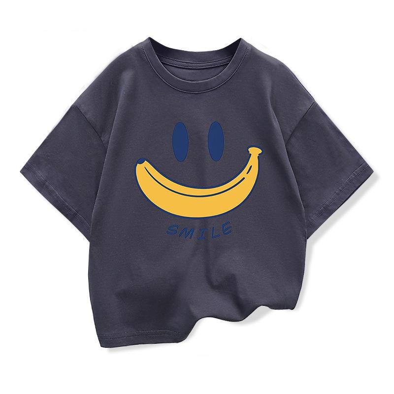 Original Design Summer Kids Cotton Short Sleeve Tshirt Smile Banana Funny Graphic Kids Clothes Tee Boys Girls Looes Tee Tops