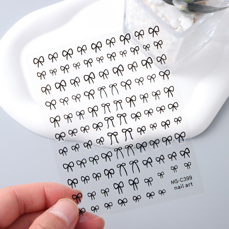 Błyszcząca biała wstążka kokarda naklejki na paznokcie 3D Nail Art Design dekoracje naklejki wstążka kokarda diy manicure naklejki