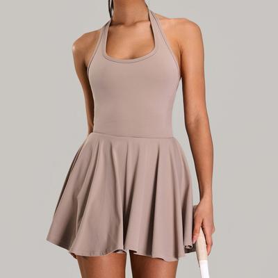 Neues Nackenhängendes Schönes Rückenfreies Nude Sportkleid, Damen Blendfreies Unterkleid, Outdoor Sport Laufen Und Fitness Tennis Kleid