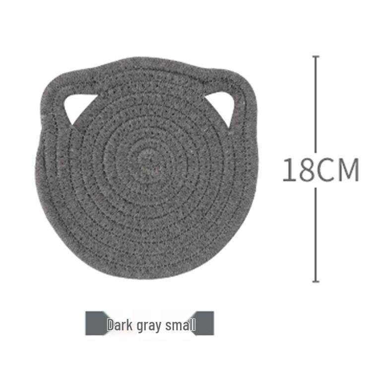 Solid Color Cat Ear Cotton Rope Placemat: Heat-Resistant Mat & Coaster, Hangable Photo Prop