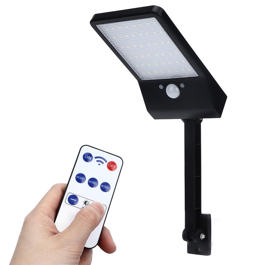 Outdoor Wall Solar Light 48 LEDs Security Motion Sensor Lamp for Garage Fence Patio Porch YardBlack