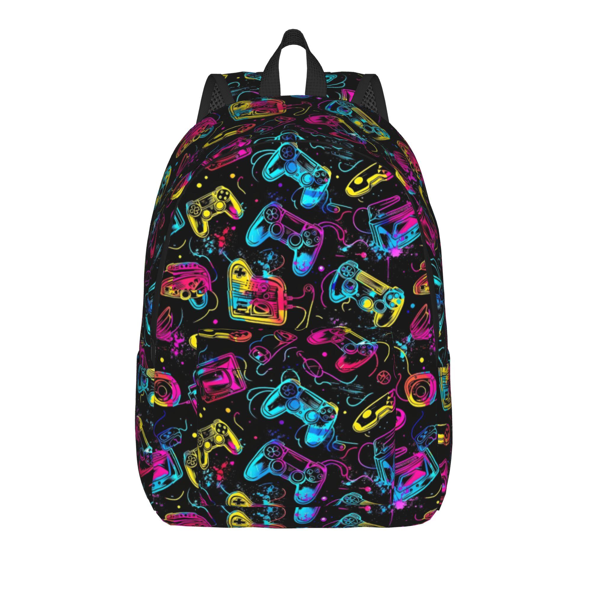 Sac à dos Manette de jeu amusante Mode Lycée Randonnée Voyage Sac à dos de jour Sac à bandoulière Jeu vidéo Collège avec poche S