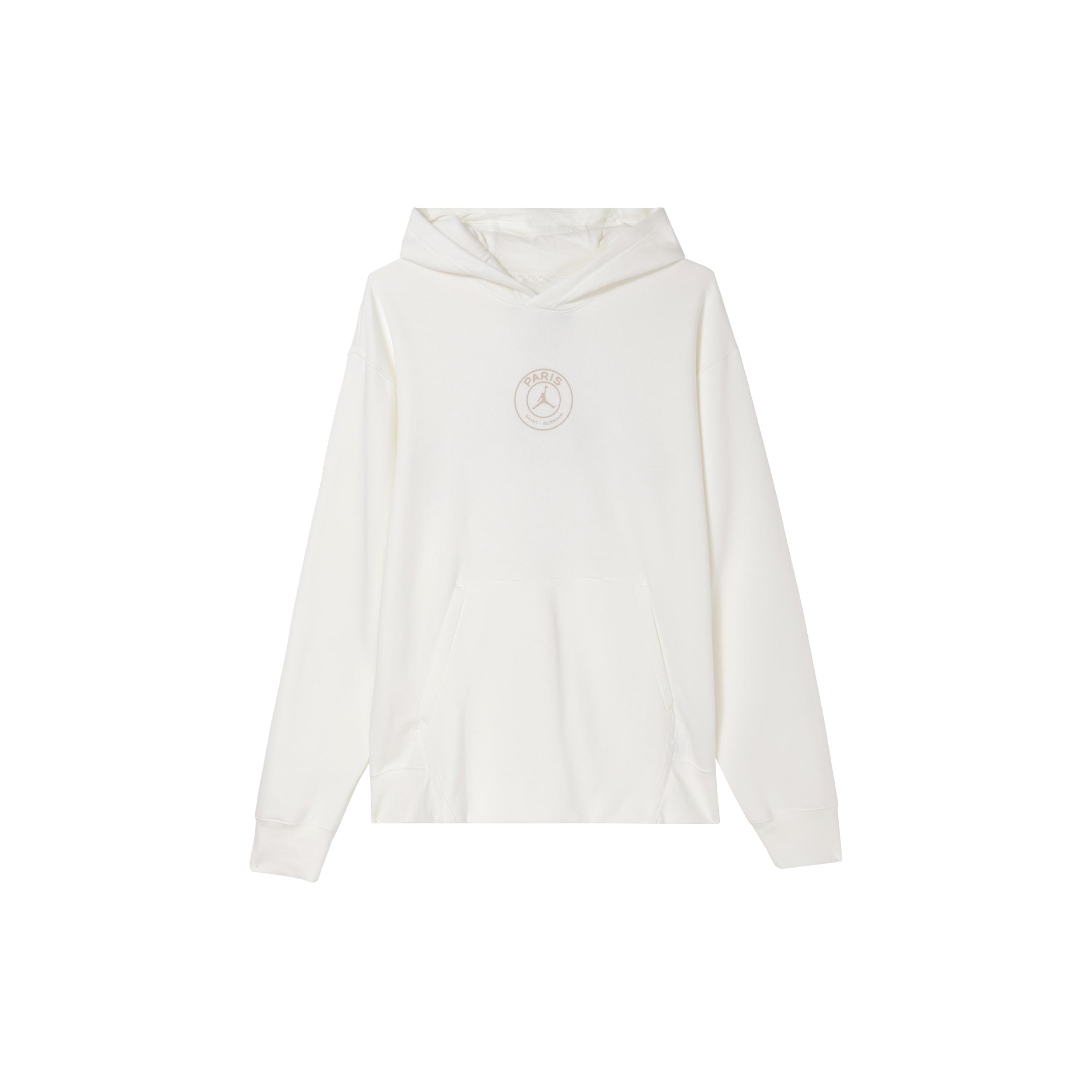 Jordan x PSG SS24 Paris Saint Germain, Solid Color Hooded Thickened And Fleece Lined Sweatshirt Men s Sail White FN5327-133 L