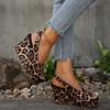 Leopard Women's Fashion Slippers Wedges Heel Striped Bowknot Sandals Large Size35-43 Slides Pantuflas Mujer Chunky Sole Footwear