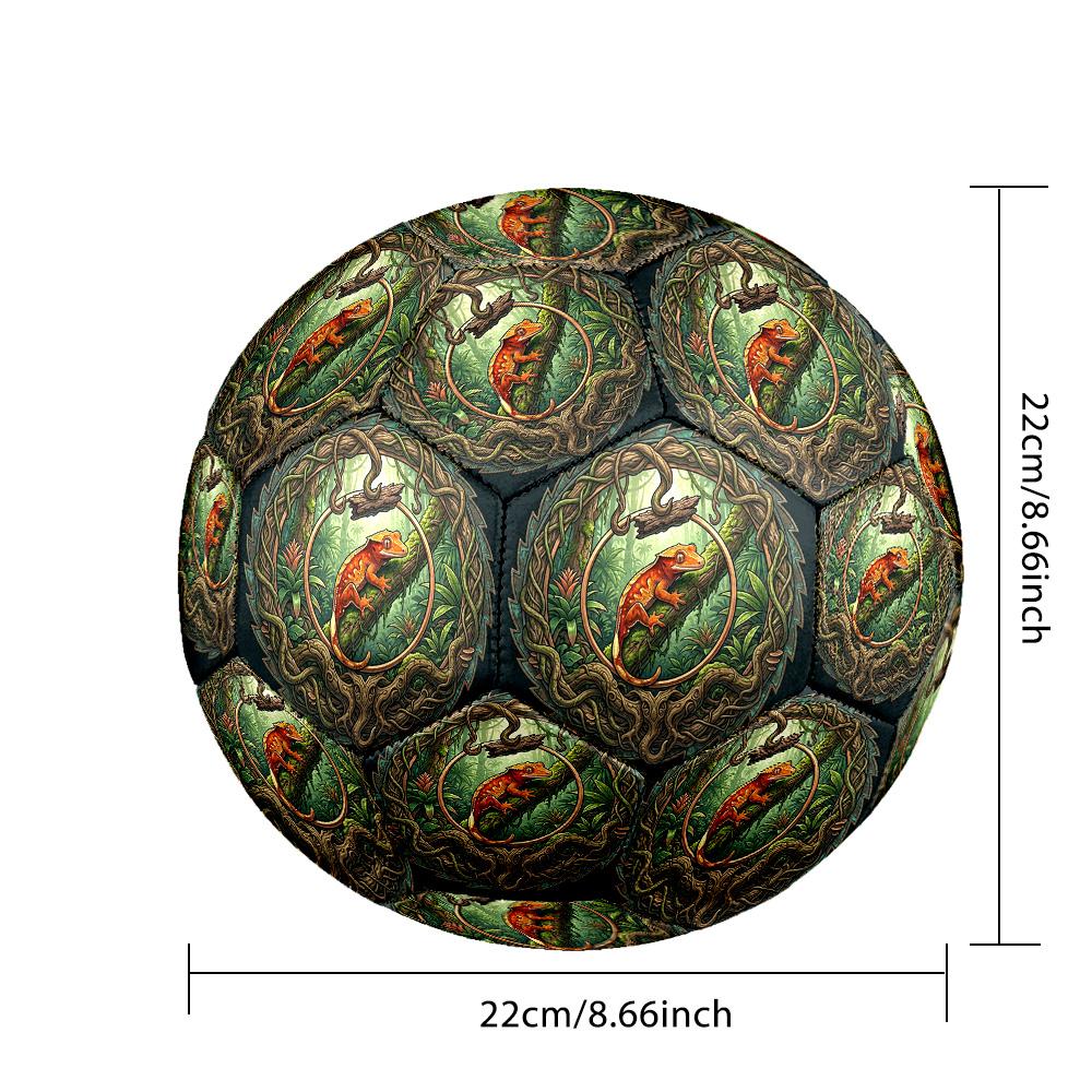 Jungle Lizard Emblem Round Football Size 5 Adult Ball Suitable for Training Matches and Outdoor Team.