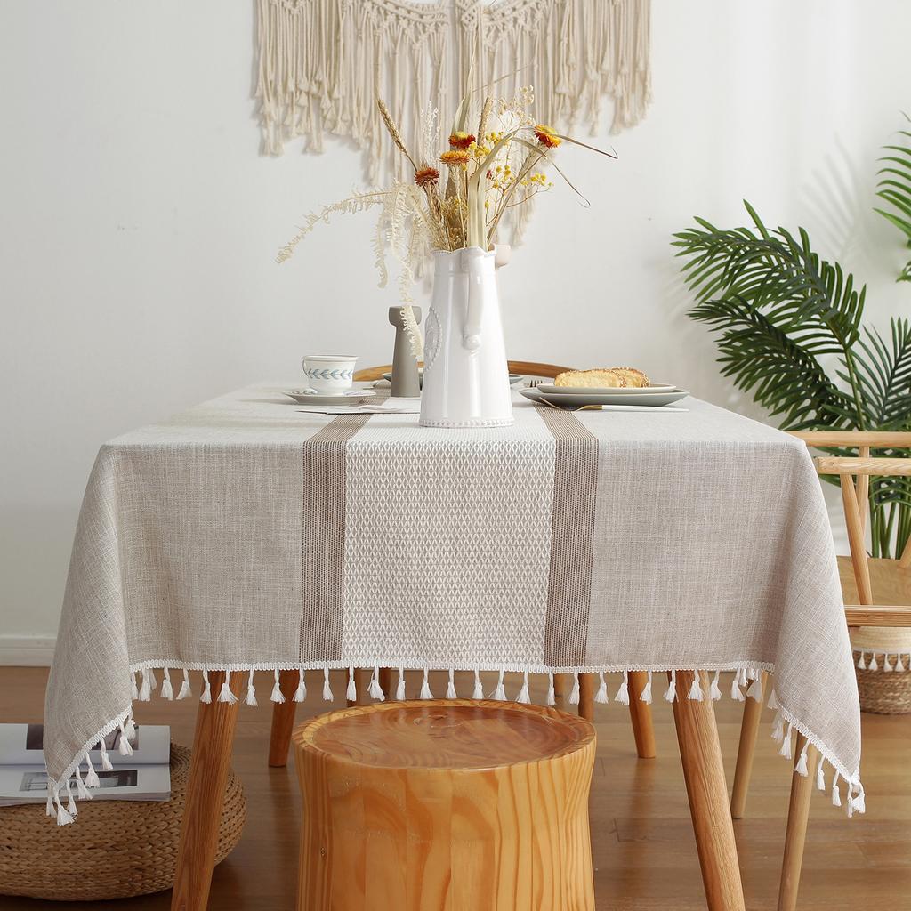 Simple Grid Tablecloth Household Cotton And Linen Fabric Rectangular Striped Tablecloth Dining Table Cloth Coffee Table Cloth