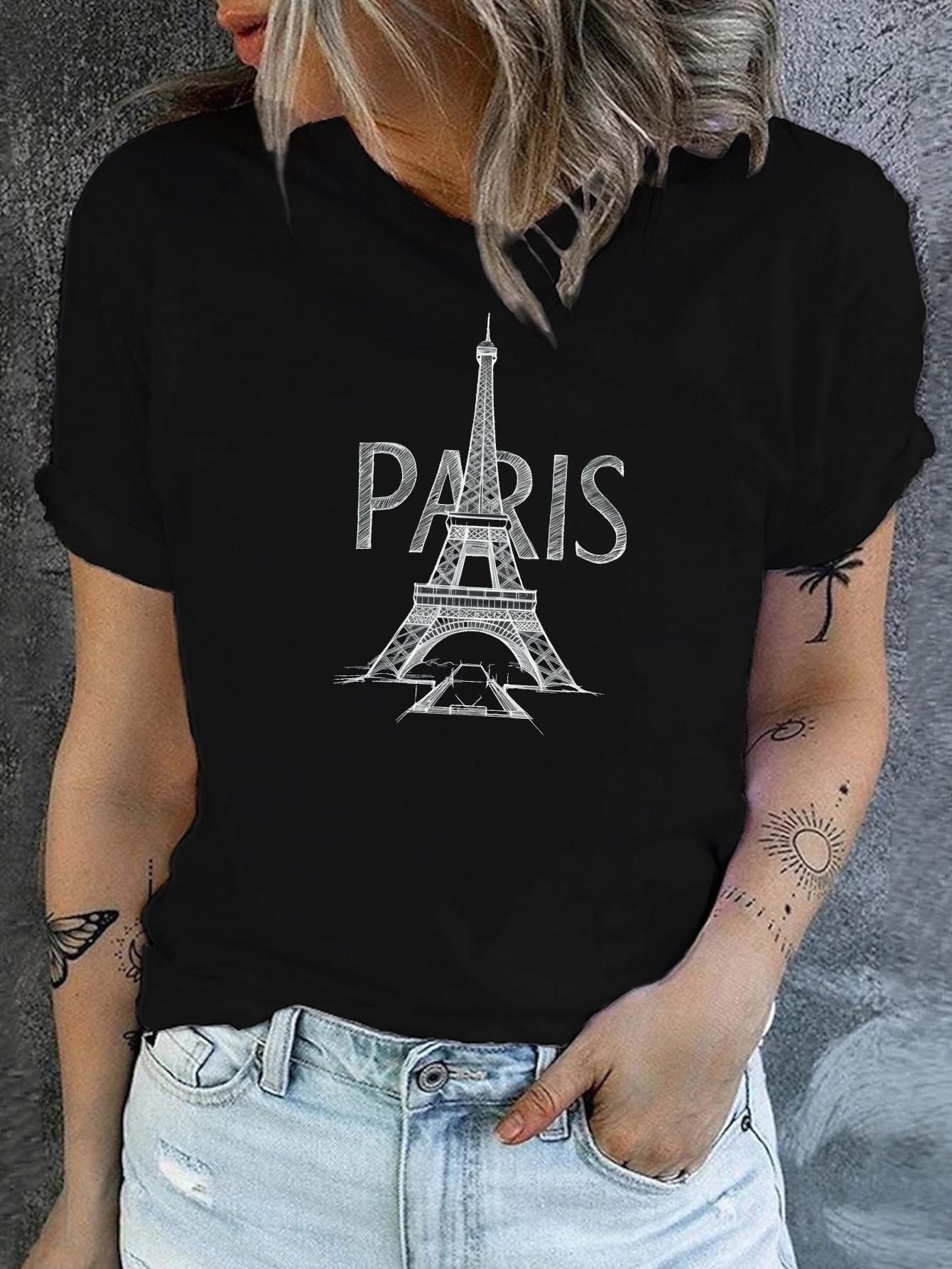 Eiffel Tower Paris Sketch Graphic T-shirt S