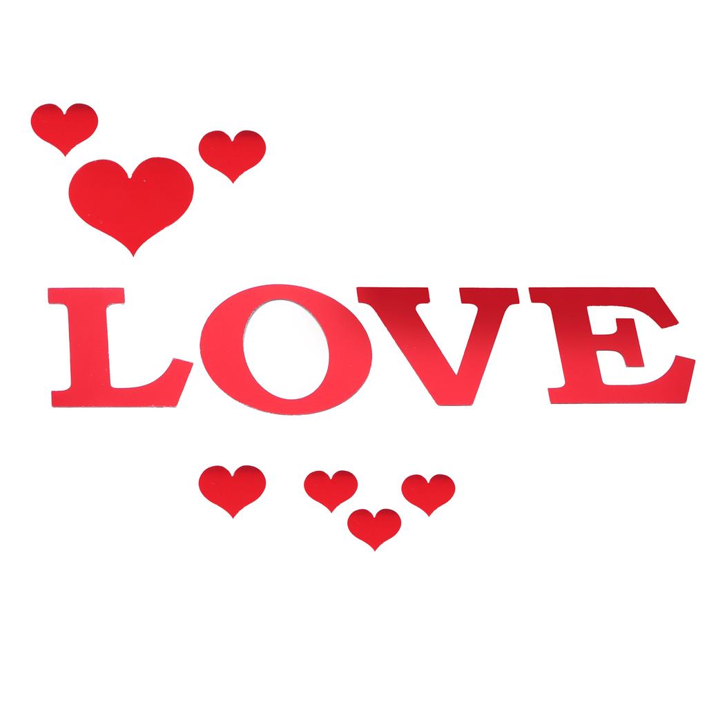 Spiegel Wandaufkleber Herzform DIY Wandaufkleber für Zuhause Schlafzimmer Wohnzimmer DekorationRot