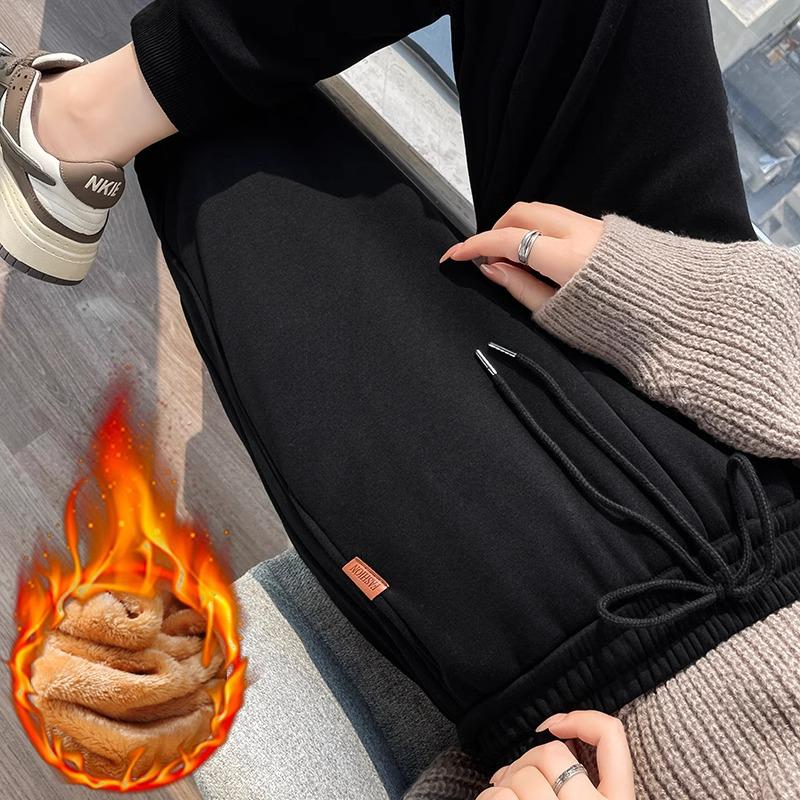 Women's Plus Size Fleece-Lined Lambswool Sweatpants - Winter Casual Loose Fit