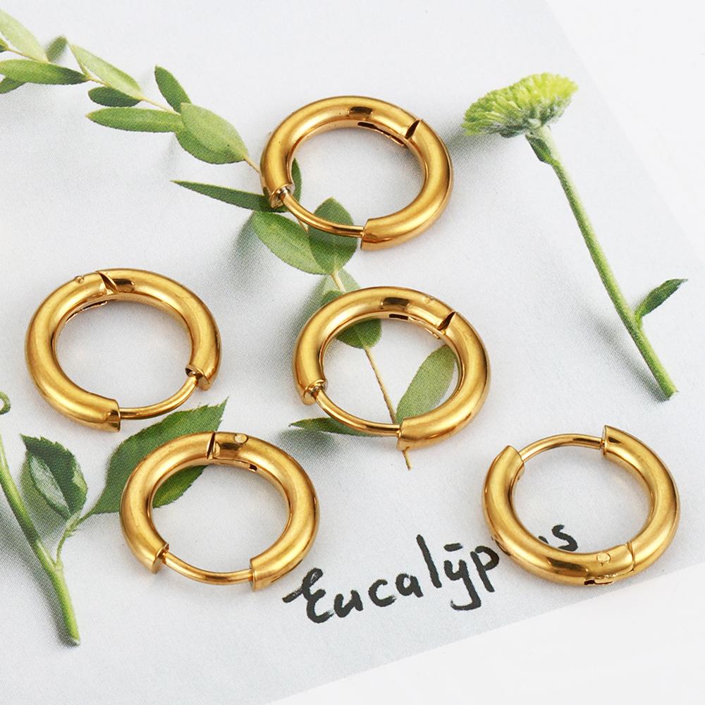 10pcs Stainless Steel Hoop Earrings 2.0mm 2.5mm Ear Ring for Men Women Gold Color Black Colorful Round Circle Earring Wholesale