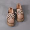 Johnature Retro Lace Up Soft Soled Shoes Comfortable Genuine Leather Versatile Women's Flat Shoes