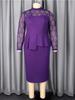 Elegant Women Church Dresses Bodycon Lace Patchwork Hollow Out Peplum Long Sleeves Classy Evening Party Wedding Guest