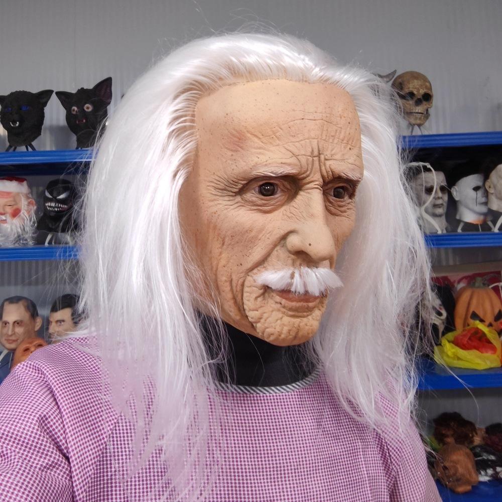 Old Man Mask Cos Old Man Grandpa Halloween Horror Headgear Costume Wig Human Face Mask