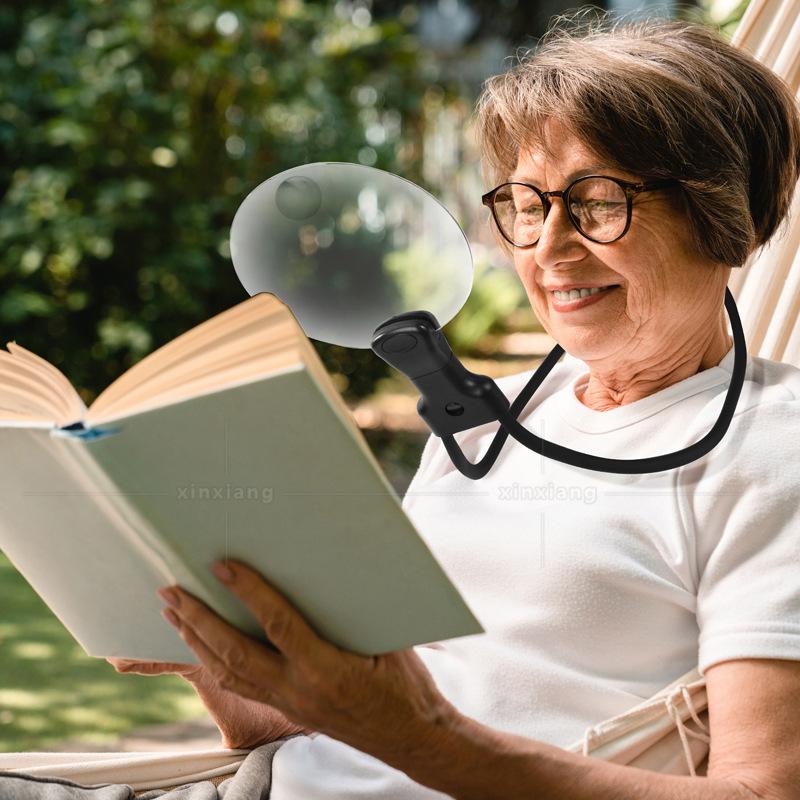 Ultra HD 3X 10X Magnifying Glass Neck Hanging, Multifunctional Handheld Tabletop Magnifier for Seniors, Adjustable Neck Accessory for Reading, Sewing
