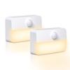 Sensor Battery LED Warm Motion No Wiring Night Light Automatic Refrigerator Wall Batteries Sold with Cover of Warm Light, Operated, Footlight, White,