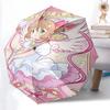 Sakura Automatisches Öffnen und Schließen Falt - Eine Gute Wahl für Geschenke, Modischer und Praktischer Regenschirm Mit Niedlichen Cartoon-Figuren, Langlebig Matt