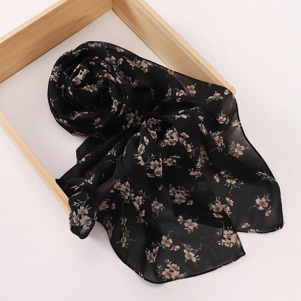 New Printed Hijabs Shawl Bubble Chiffon Hijabs Woman Design Flower Shawls Muslim Scarves Headscarf Wraps Turbans Long Scarves
