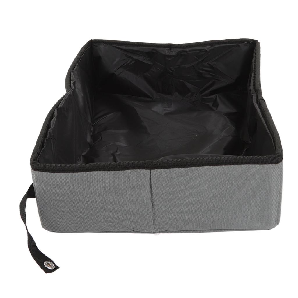 Collapsible Cat Litter Box Cloth Waterproof Outdoor Portable Cat Litter Box for Travel S Grey