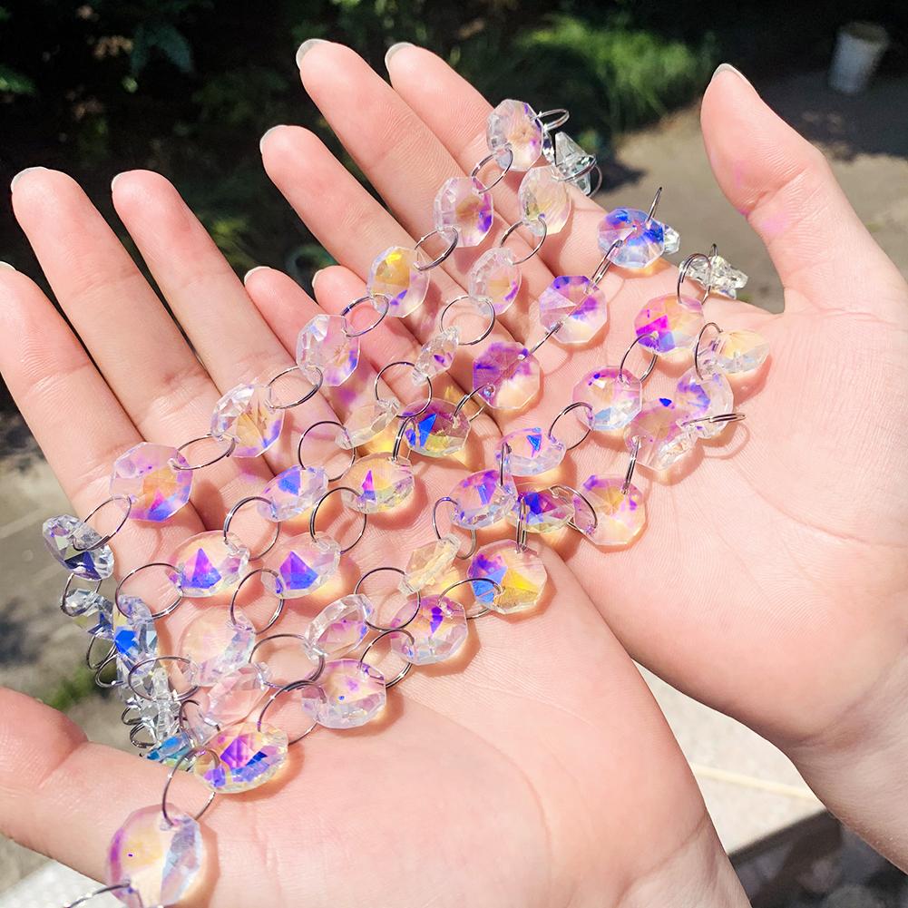 

5 шт. хрустальная гирлянда из восьмиугольных бусин Aurora, люстра, призматические детали, стеклянные бусины, занавеска для дома, вечеринки, свадьбы, центральный элемент декора