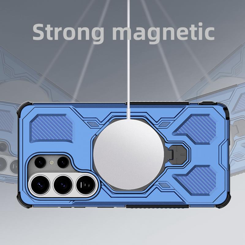 KEYSION Shockproof Magnetic Case for Samsung S26 Ultra 5G Upright Live Metal Ring Stand Phone Back Cover for Galaxy S26 S26+Plus