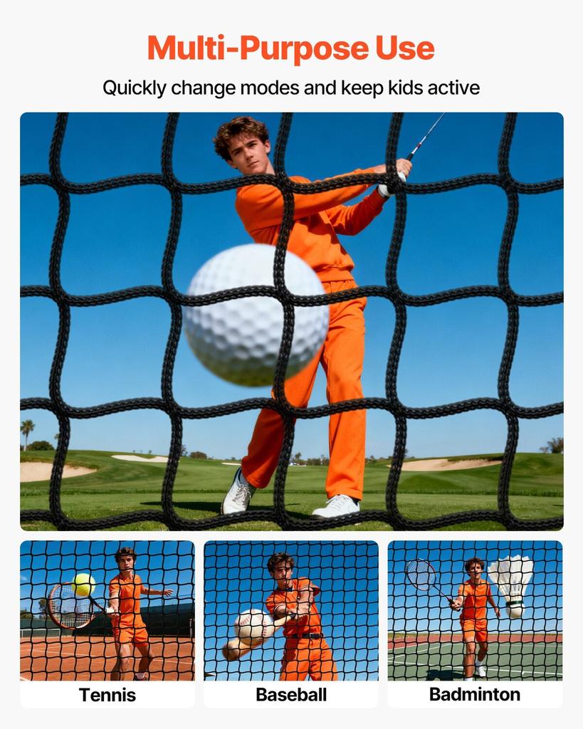 Golf Batting Cage, 3050 X 3050 X 3050mm Golf Cage, Driving Hitting Cages with 3-Ply Knotless Polyester, Golfs Target & 9-Hole Baseball Target, Golfs