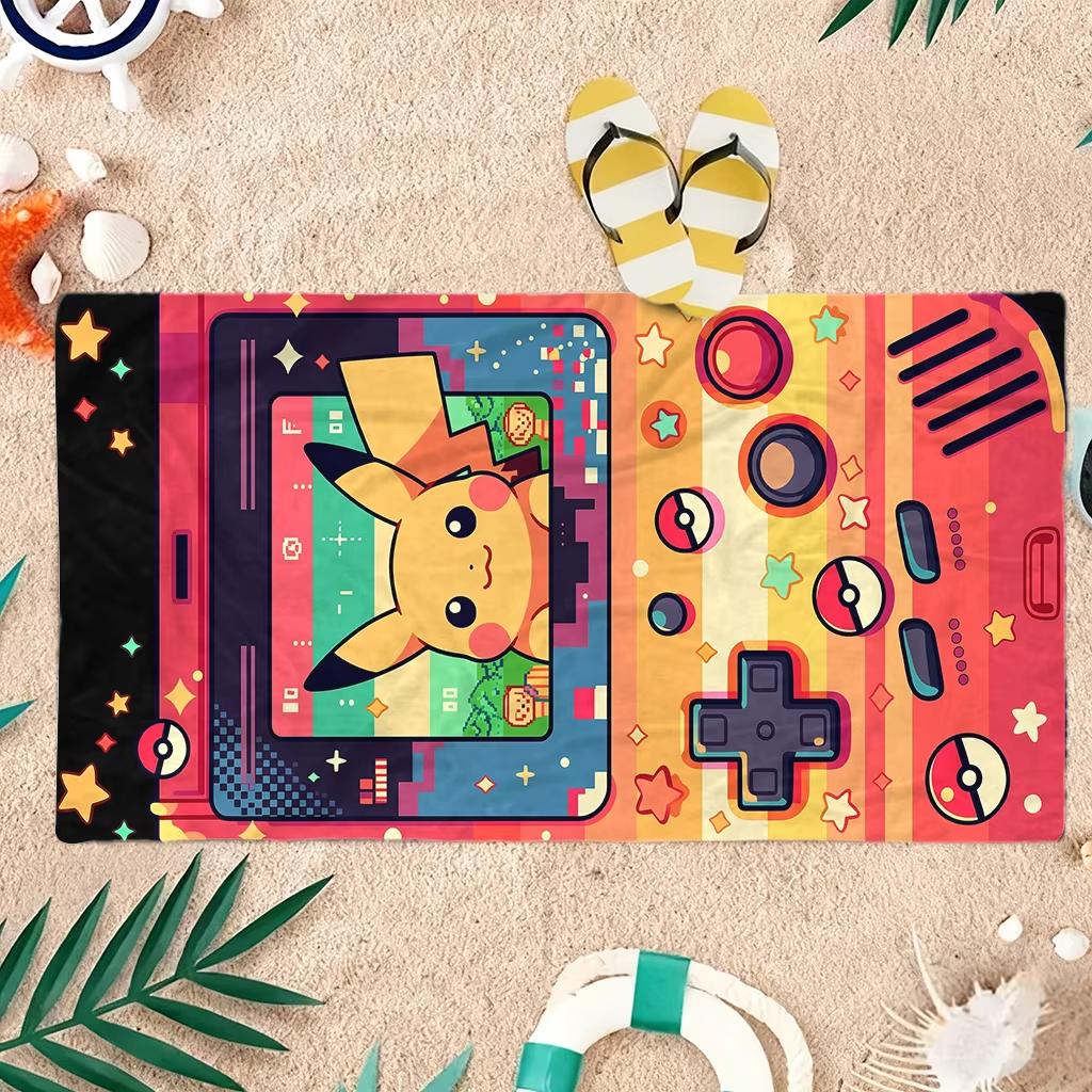 1pc Pokemon Pikachu Beach Towel, Quick-Drying Sand Free Super Absorbent Towel for Beach, Pool, Sport, Yoga, Gym & Home