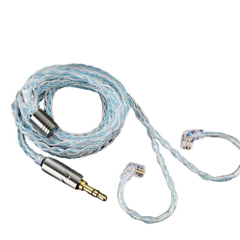 8Core Silver Plated Earphone Wire for QKZ-ZXN/ZXT/AK6 Pro 0.75mm Gold Plated Plug Earphone Extension Cable