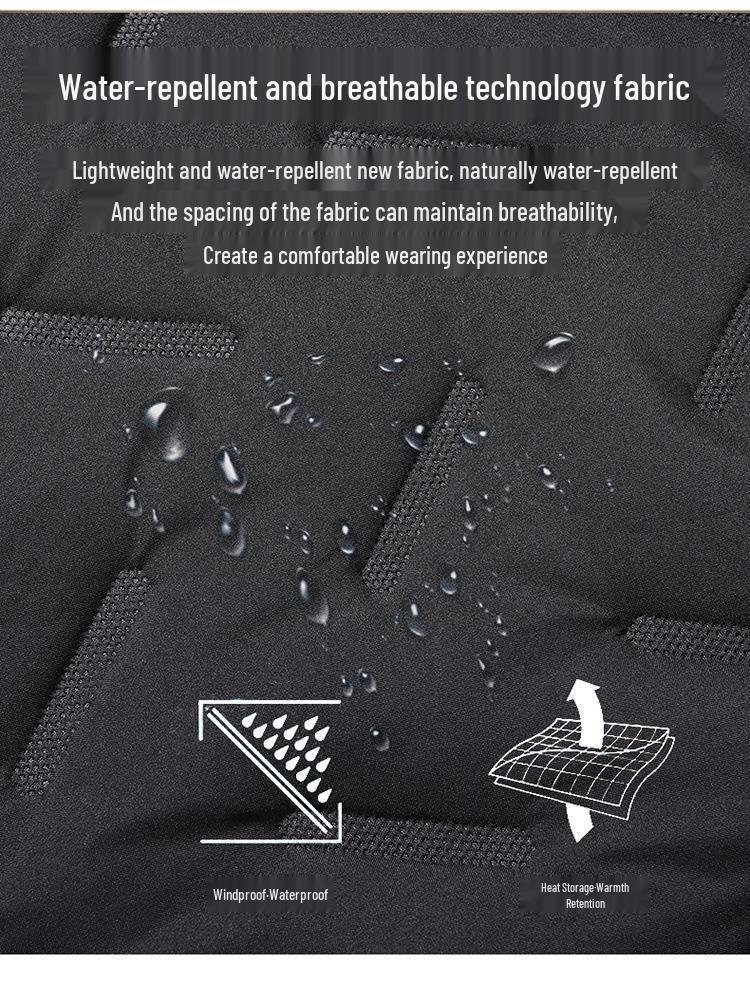 Men's Warm Hooded Ultrasonic Lambswool Coat & Plus Velvet Cotton Pants Set for Winter Cold Protection
