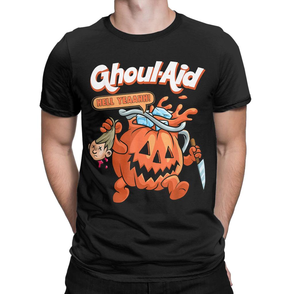 Cool Ghoul Aid Funny Ghoul Pumpkin Cute Meme Halloween T Shirt  Fashion T Shirts Short-Sleeve Tops Summer Plus Size 5XL Clothing