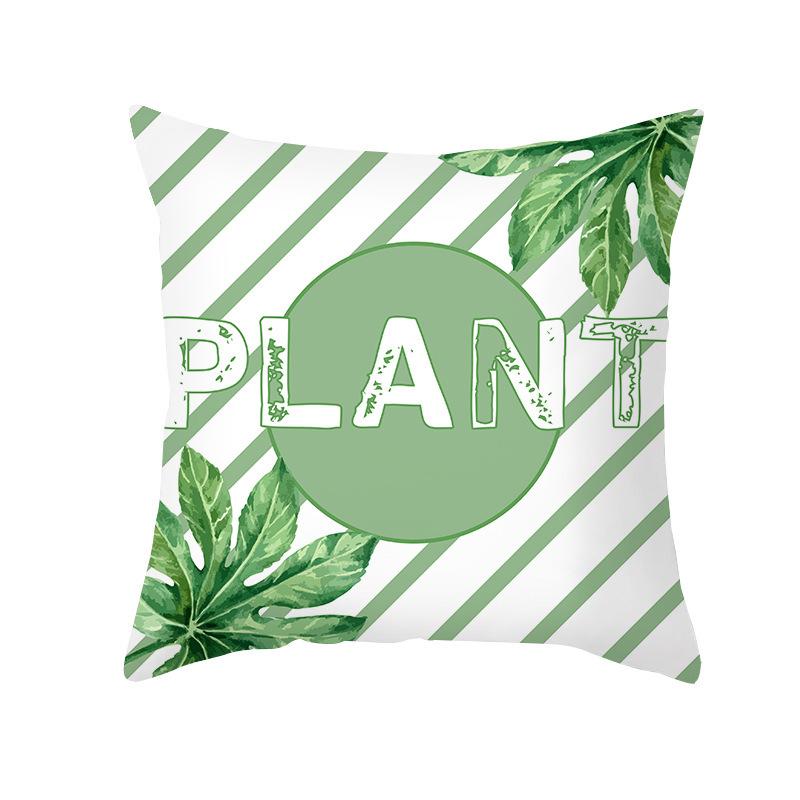 Ins Pillow Cover Nordic Summer Green Plants Office Waist Backrest Home Decoration Pillow Cover Ins Style