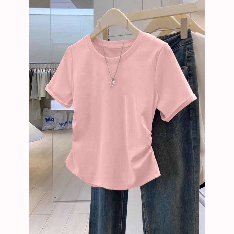 

Маленькая горячая девушка облегающая футболка с коротким рукавом - Модный облегающий летний топ для женщин S [70-95 lbs]