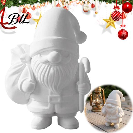 White Santa Claus Ornament 3D Printed Figure for DIY Painting, Christmas Tabletop Gift Kids Ornament, Resin Figurine Holiday Desk Shelf Display