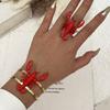 Übertriebenes Emaillierter Roter Hummer Armreif für Damen Trendiger Kreativer Verstellbarer Fingerring Lässiger Bankett Schmuck Geschenke