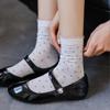 Women's Spring and Summer New Simple and Versatile Wave Dot Lace Boneless Cotton Tube Pile Socks