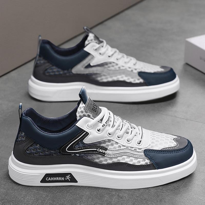 

Модная мужская обувь 2025 Лето Новая дышащая бежевая обувь Мужская трендовая и универсальная спортивная обувь на толстой подошве Модная обувь 39